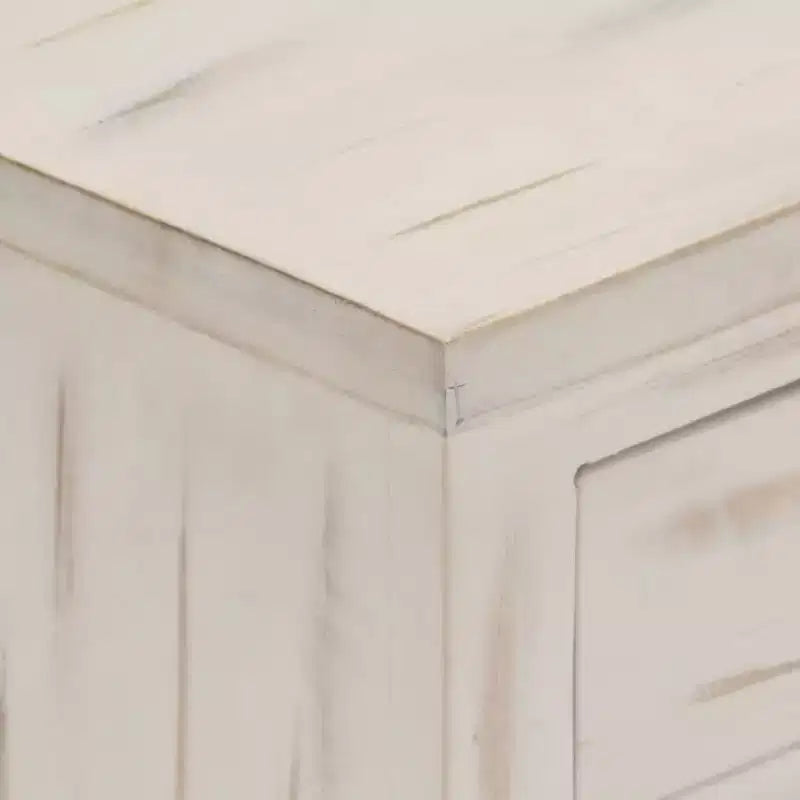 Comodino Bianco in legno massello di mango 40 x 30 x 50 cm