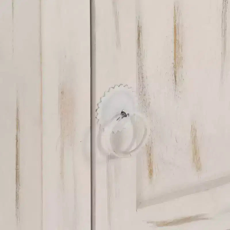 Comodino Bianco in legno massello di mango 40 x 30 x 50 cm