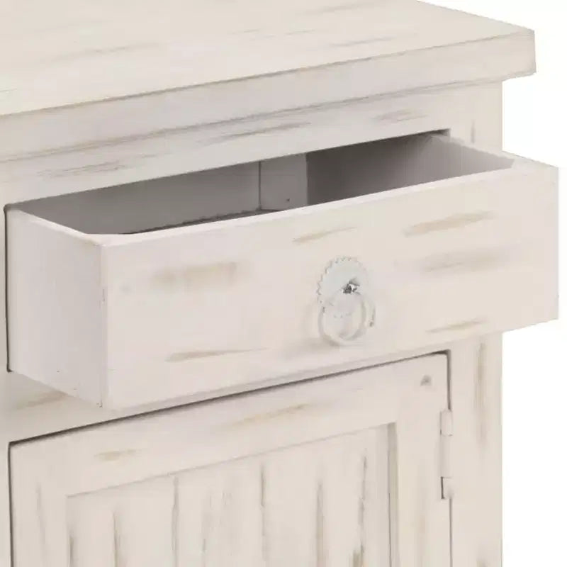 Comodino Bianco in legno massello di mango 40 x 30 x 50 cm