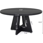 Tavolo da pranzo rotondo da 47", in stile rustico, con base a croce per sala da pranzo, per 4-6 persone, con piano in legno