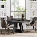 Tavolo da pranzo rotondo da 47", in stile rustico, con base a croce per sala da pranzo, per 4-6 persone, con piano in legno