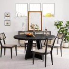 Tavolo da pranzo rotondo da 47", in stile rustico, con base a croce per sala da pranzo, per 4-6 persone, con piano in legno