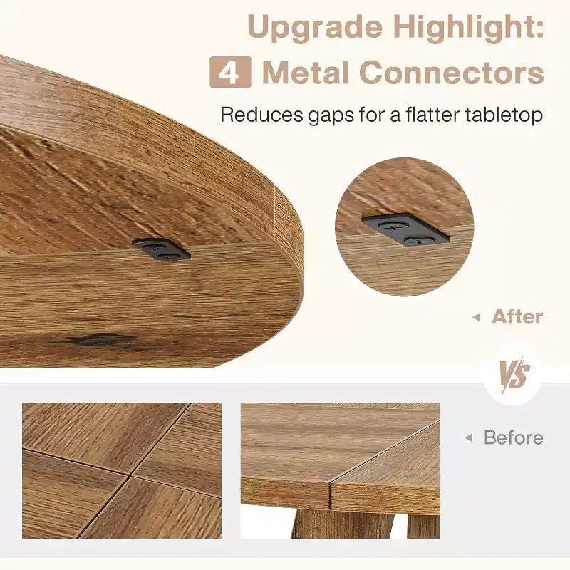 Tavolo da pranzo rotondo da 47", in stile rustico, con base a croce per sala da pranzo, per 4-6 persone, con piano in legno