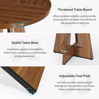 Tavolo da pranzo rotondo da 47", in stile rustico, con base a croce per sala da pranzo, per 4-6 persone, con piano in legno