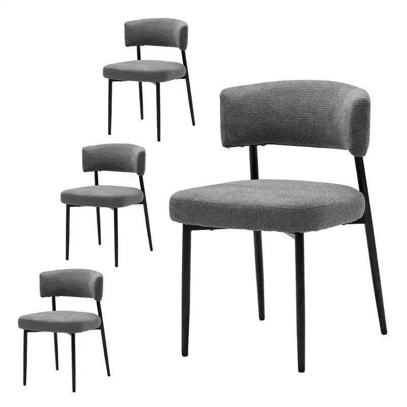 Sedie da ufficio imbottite moderne senza braccioli, set da 4, con schienale curvo e robusto telaio in metallo