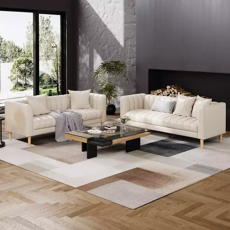 Divano 3 posti in similpelle 78" L con 2 cuscini decorativi, moderno di metà secolo, con gambe in legno, facile da montare, per soggiorno e camera da letto