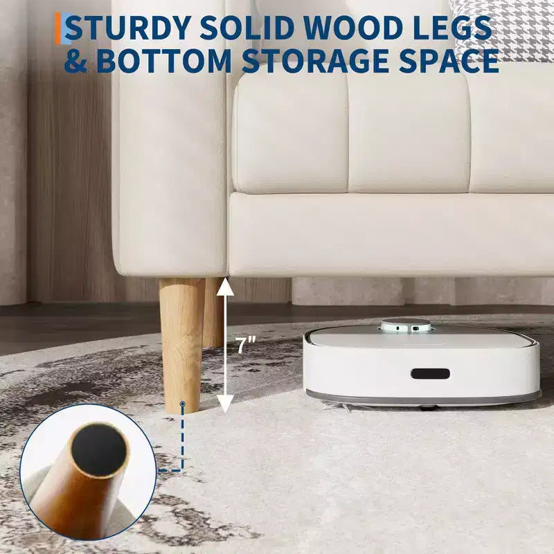 Divano 3 posti in similpelle 78" L con 2 cuscini decorativi, moderno di metà secolo, con gambe in legno, facile da montare, per soggiorno e camera da letto