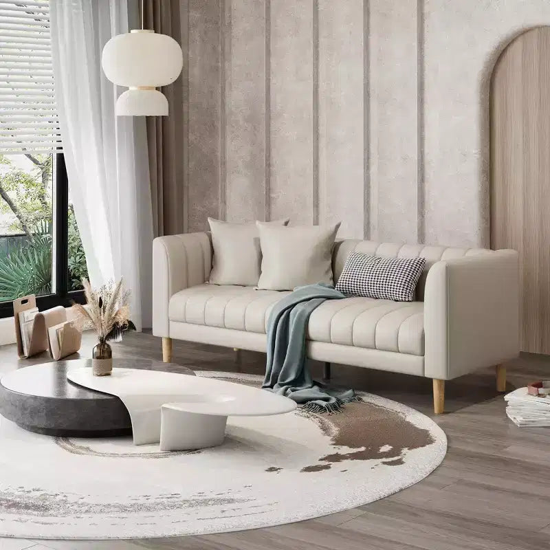 Divano 3 posti in similpelle 78" L con 2 cuscini decorativi, moderno di metà secolo, con gambe in legno, facile da montare, per soggiorno e camera da letto