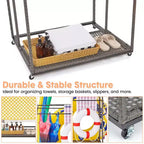 Porta asciugamani da bordo piscina, porta asciugamani in rattan intrecciato da terra, organizer con scomparto per gonfiabili, noodle da piscina, anelli da nuoto