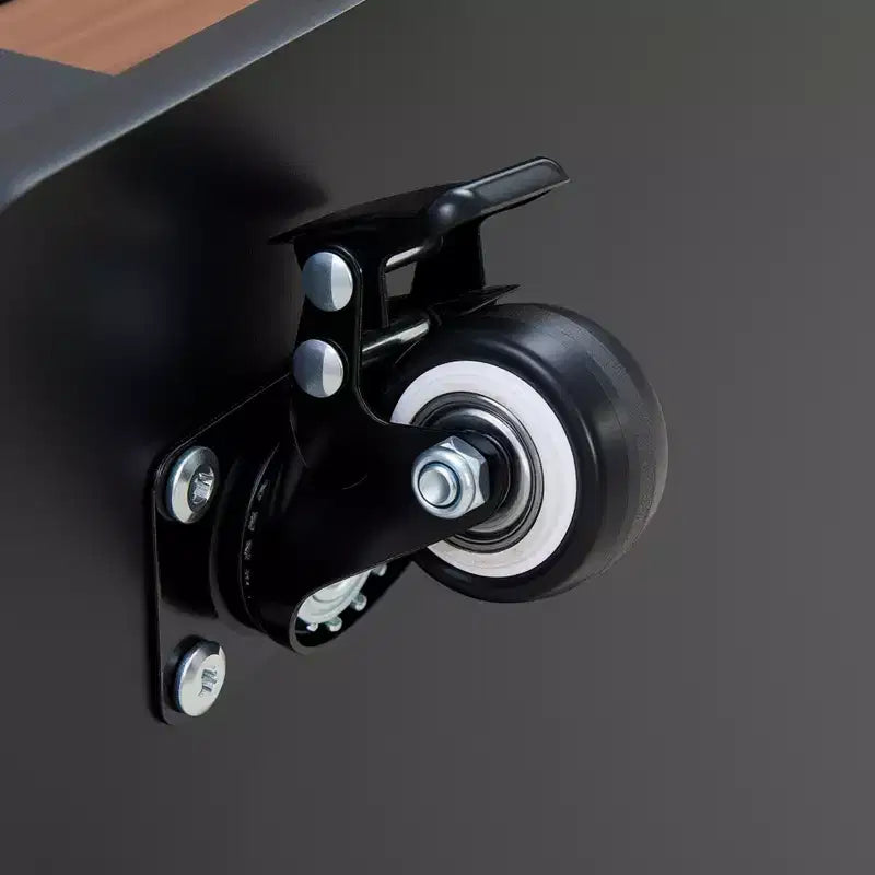 Tavolino moderno da 70 cm con piano pieghevole, rotelle, cassetto, ripiano a giorno e scomparto nascosto