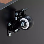 Tavolino moderno da 70 cm con piano pieghevole, rotelle, cassetto, ripiano a giorno e scomparto nascosto