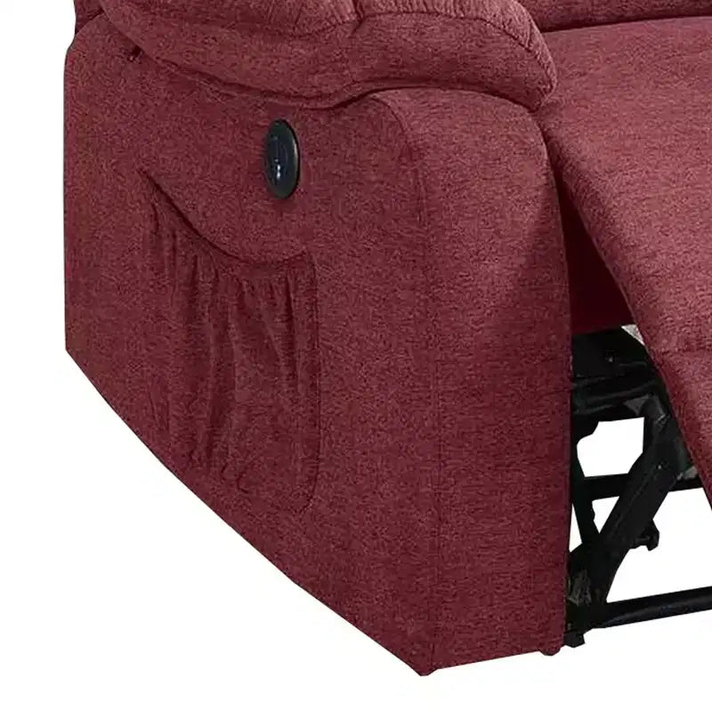 Poltrona reclinabile elettrica in tessuto da 39" con porta USB – Poltrona reclinabile elettrica per soggiorno, rossa