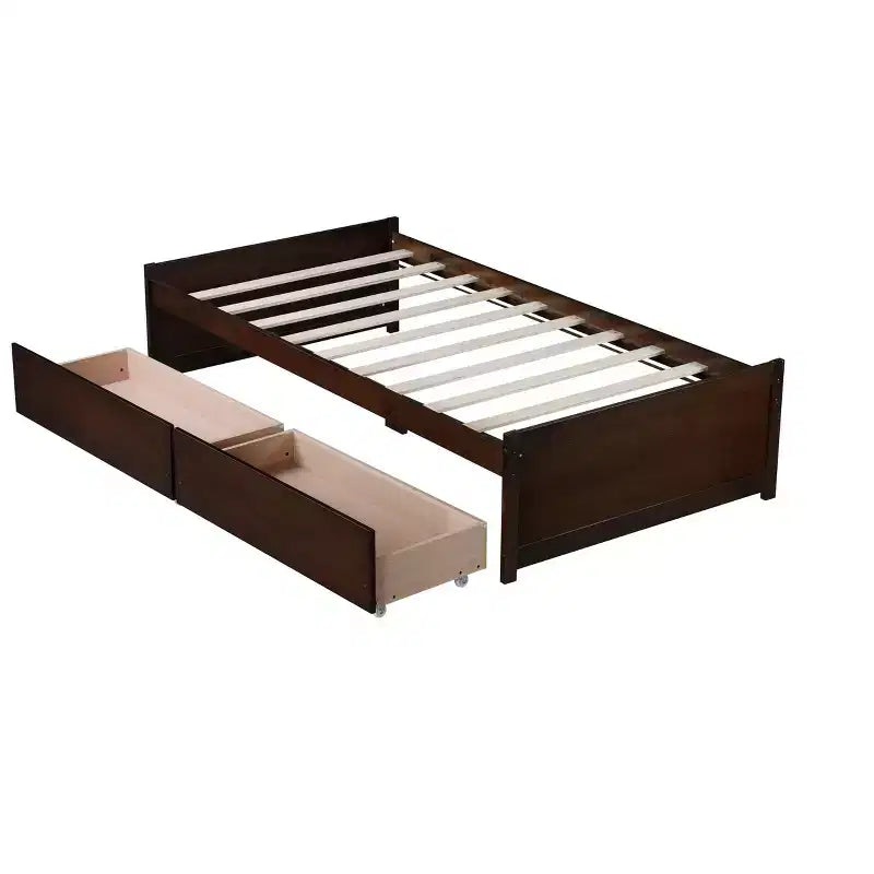 Letto matrimoniale in legno con 2 cassetti – Struttura letto contenitore per camere degli ospiti e camerette per bambini