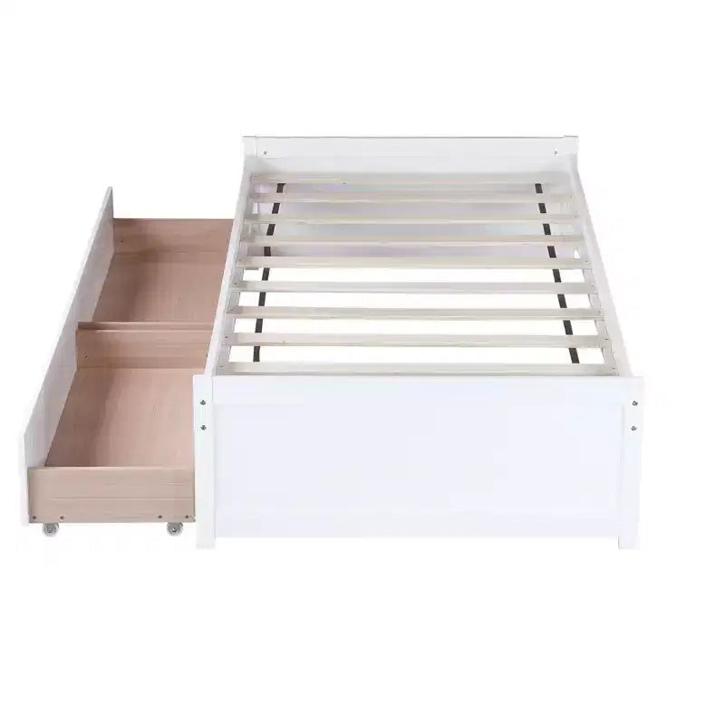 Letto matrimoniale in legno con 2 cassetti – Struttura letto contenitore per camere degli ospiti e camerette per bambini