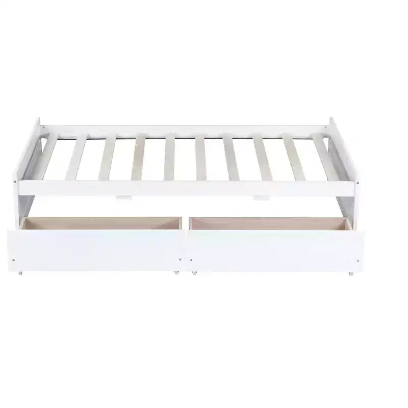 Letto matrimoniale in legno con 2 cassetti – Struttura letto contenitore per camere degli ospiti e camerette per bambini