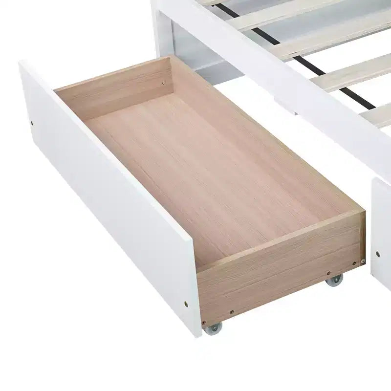 Letto matrimoniale in legno con 2 cassetti – Struttura letto contenitore per camere degli ospiti e camerette per bambini
