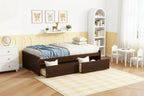 Luxystar Twin Size Wood Bed with 2 Drawers for Guest Rooms and Kids' rooms