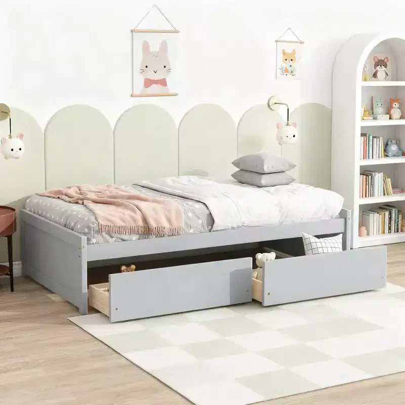 Letto matrimoniale in legno con 2 cassetti – Struttura letto contenitore per camere degli ospiti e camerette per bambini