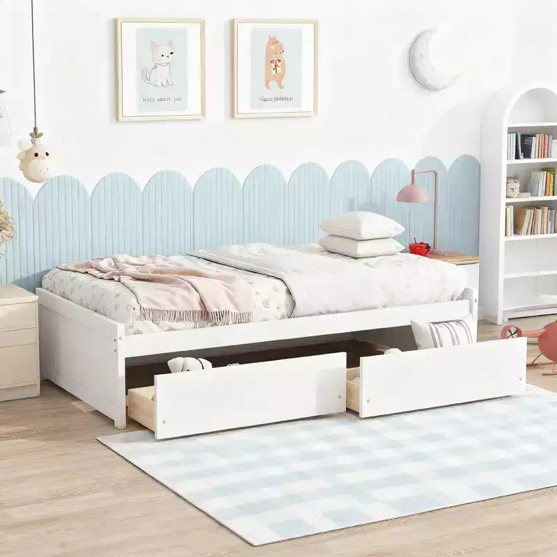 Letto matrimoniale in legno con 2 cassetti – Struttura letto contenitore per camere degli ospiti e camerette per bambini