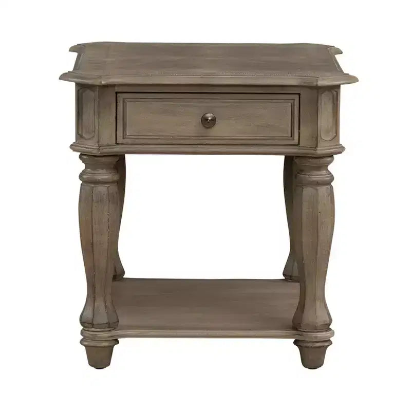 Tavolino Magnolia Manor in bisquit anticato – pioppo e impiallacciatura in quercia bianca, cassetto a coda di rondine, 28" larghezza