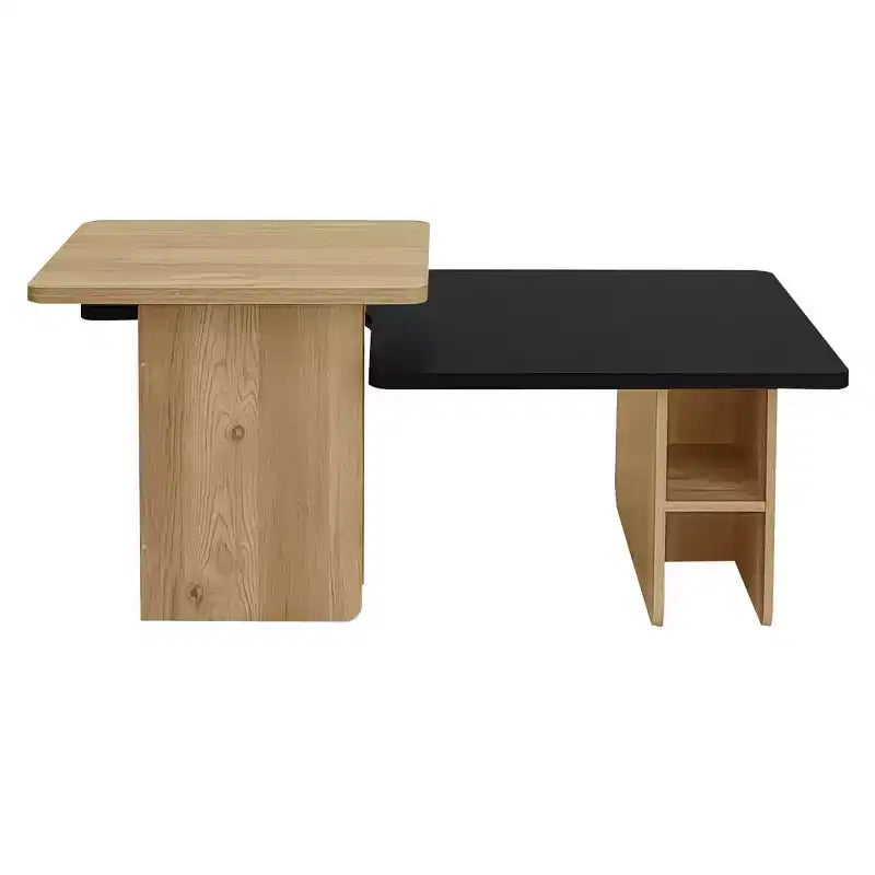 Set di 2 Tavolini da Caffè Componibili – Finitura Legno Naturale e Scuro, Tavolini Rettangolari da Soggiorno con Ripiano Portaoggetti