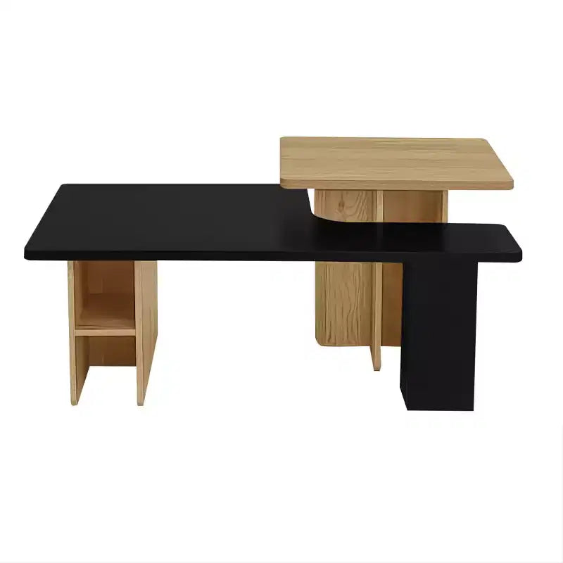 Set di 2 Tavolini da Caffè Componibili – Finitura Legno Naturale e Scuro, Tavolini Rettangolari da Soggiorno con Ripiano Portaoggetti