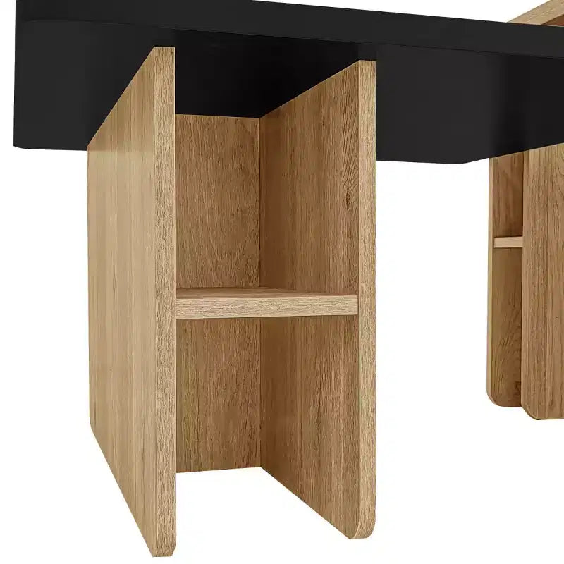 Set di 2 Tavolini da Caffè Componibili – Finitura Legno Naturale e Scuro, Tavolini Rettangolari da Soggiorno con Ripiano Portaoggetti