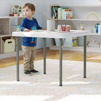 Tavolo pieghevole quadrato in plastica per bambini con gambe bloccabili – Grigio granito, 24"x24", capacità 220 lb