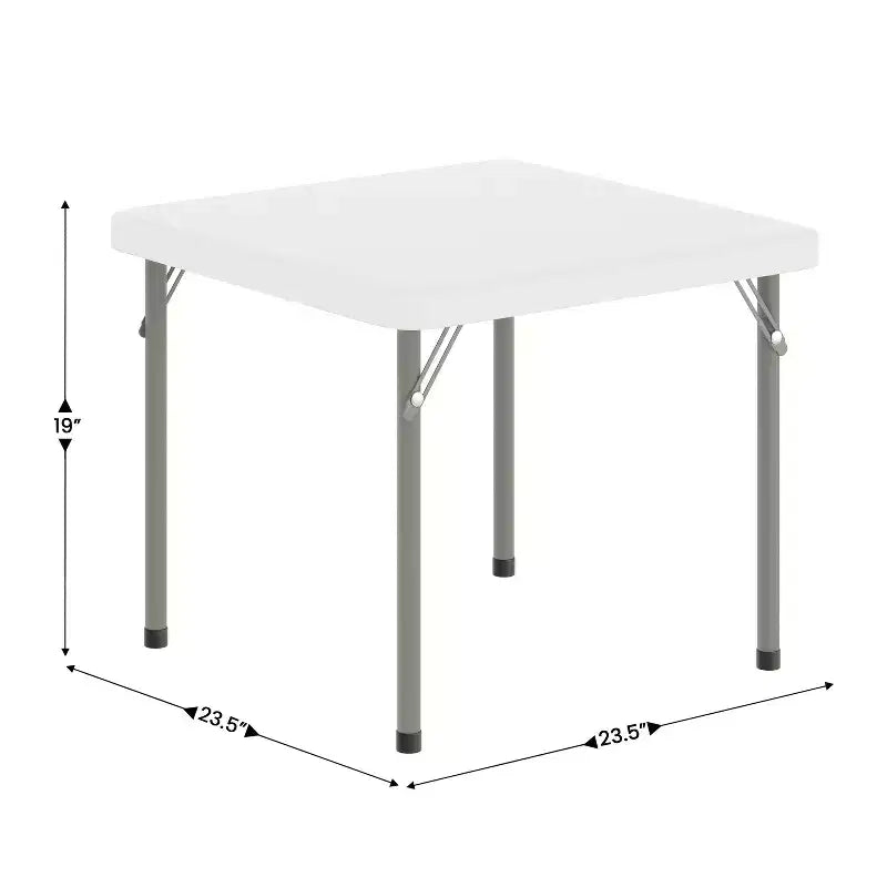 Tavolo pieghevole quadrato in plastica per bambini con gambe bloccabili – Grigio granito, 24"x24", capacità 220 lb