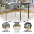 Tavolo pieghevole quadrato in plastica per bambini con gambe bloccabili – Grigio granito, 24"x24", capacità 220 lb