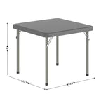 Tavolo pieghevole quadrato in plastica per bambini con gambe bloccabili – Grigio granito, 24"x24", capacità 220 lb