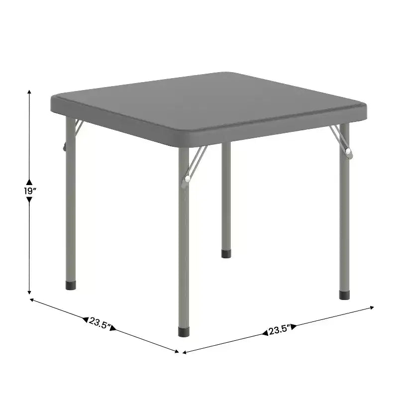 Tavolo pieghevole quadrato in plastica per bambini con gambe bloccabili – Grigio granito, 24"x24", capacità 220 lb