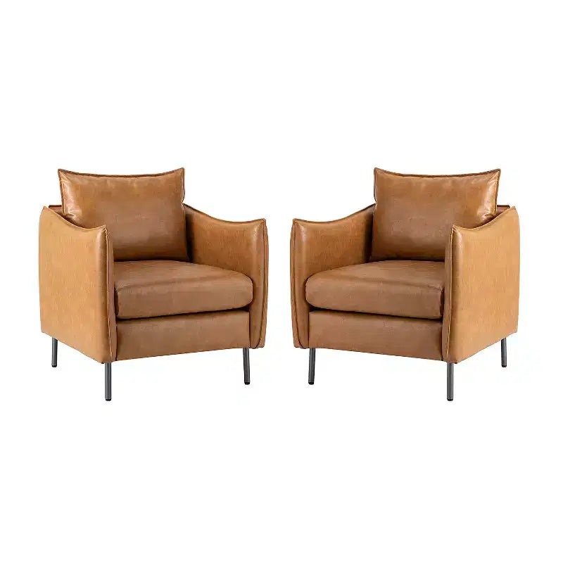 Set di 2 Poltrone Felix in Pelle Vegana con Gambe in Metallo – Sedie d'Accento Moderne per Soggiorno