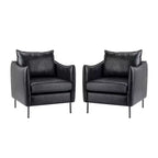 Set di 2 Poltrone Felix in Pelle Vegana con Gambe in Metallo – Sedie d'Accento Moderne per Soggiorno