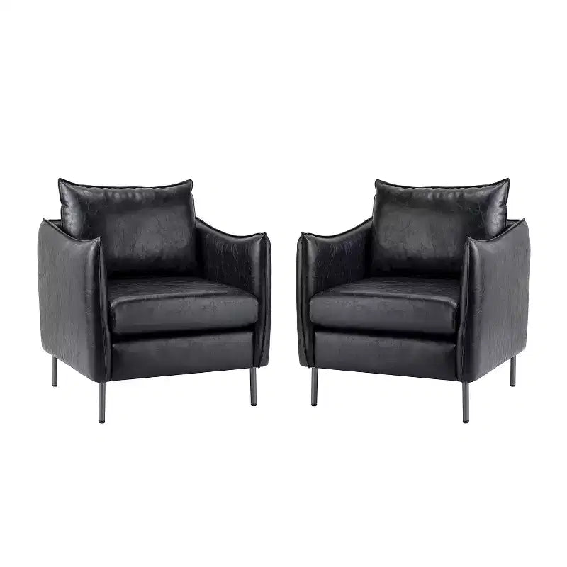 Set di 2 Poltrone Felix in Pelle Vegana con Gambe in Metallo – Sedie d'Accento Moderne per Soggiorno