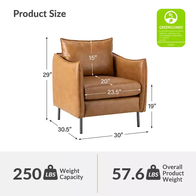 Set di 2 Poltrone Felix in Pelle Vegana con Gambe in Metallo – Sedie d'Accento Moderne per Soggiorno