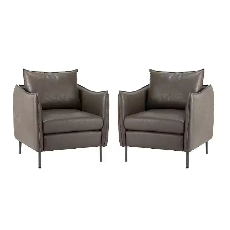 Set di 2 Poltrone Felix in Pelle Vegana con Gambe in Metallo – Sedie d'Accento Moderne per Soggiorno