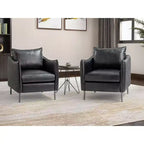 Set di 2 Poltrone Felix in Pelle Vegana con Gambe in Metallo – Sedie d'Accento Moderne per Soggiorno