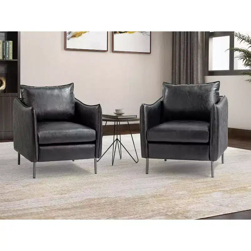 Set di 2 Poltrone Felix in Pelle Vegana con Gambe in Metallo – Sedie d'Accento Moderne per Soggiorno