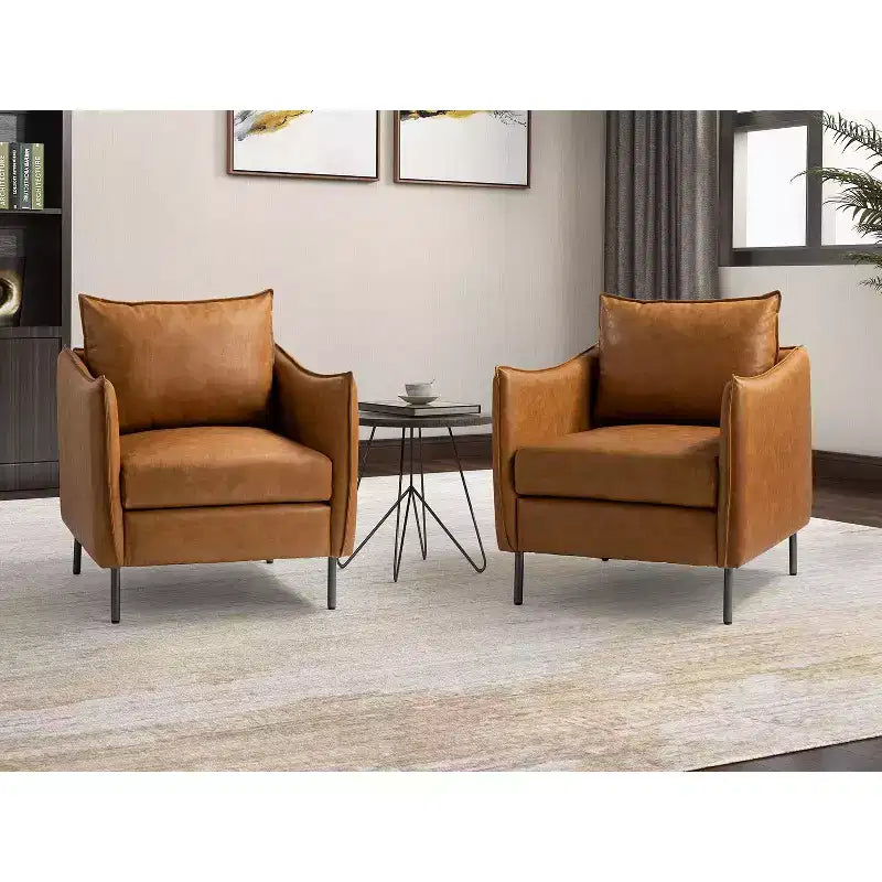 Set di 2 Poltrone Felix in Pelle Vegana con Gambe in Metallo – Sedie d'Accento Moderne per Soggiorno