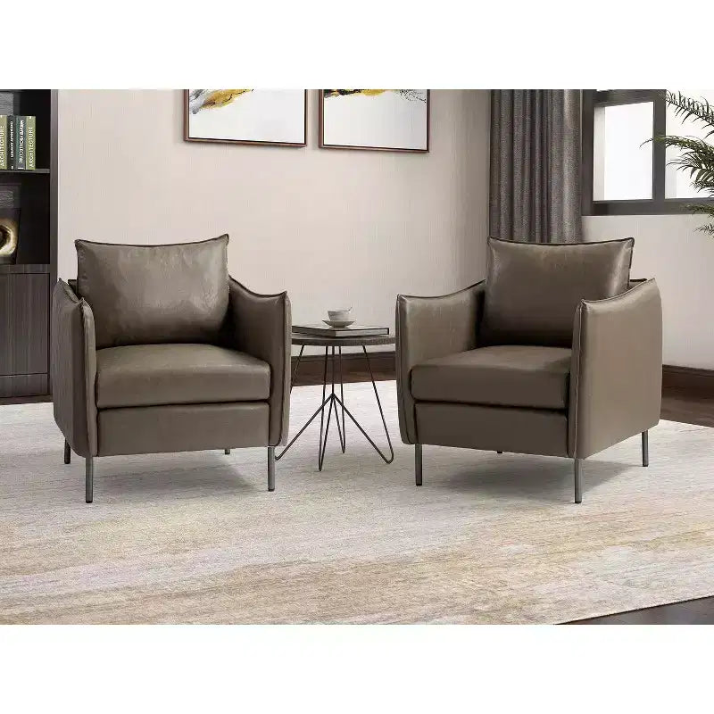 Set di 2 Poltrone Felix in Pelle Vegana con Gambe in Metallo – Sedie d'Accento Moderne per Soggiorno