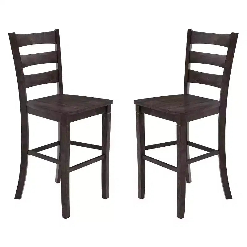 Set di 2 Sgabelli da Bar Classici con Schienale a Scala e Sedile in Legno Massello – Qualità Commerciale