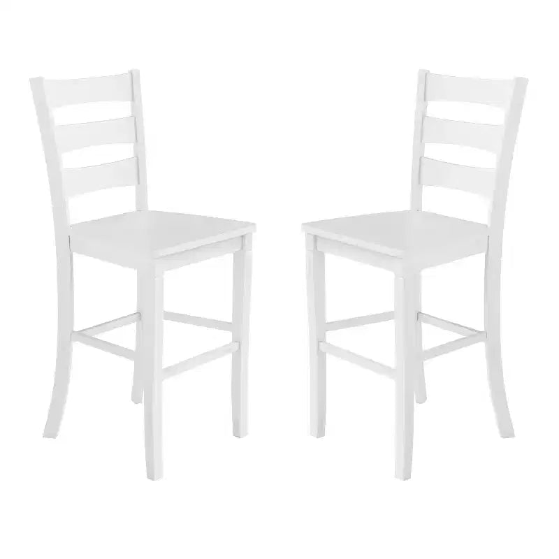 Flash Furniture Liesel Set of 2 Commercial Grade Wooden Classic Ladderback Bar Height Barstool with Solid Wood Seat